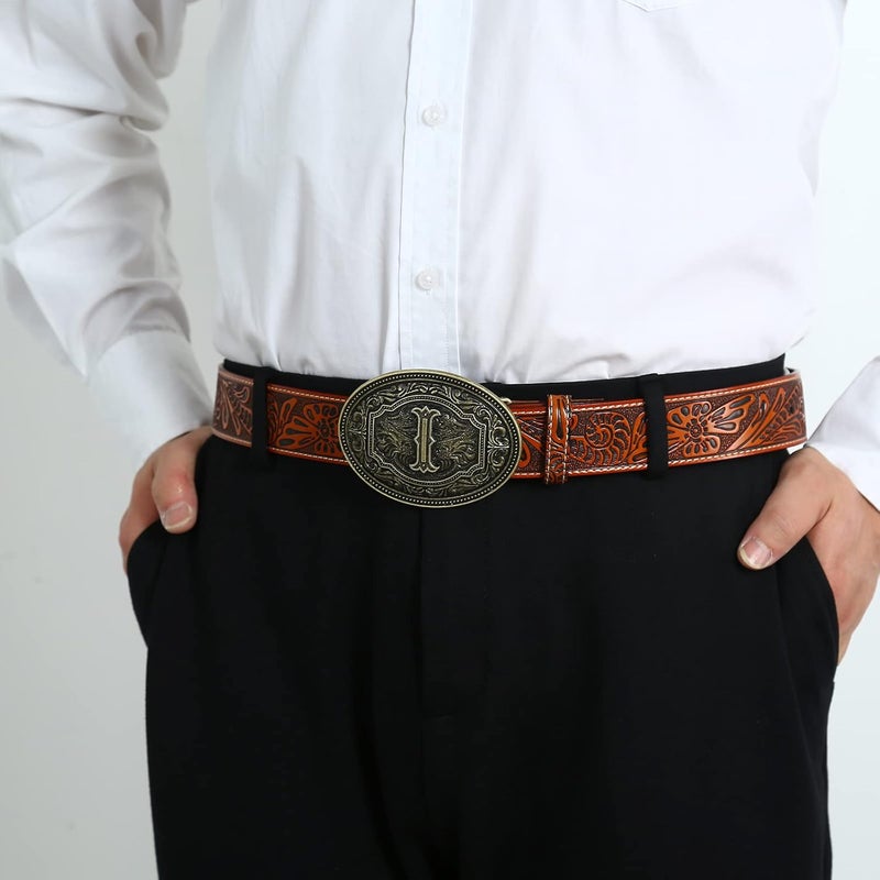 Fibbadet Store Belt Buckles Men Initial Letters A-Z Western Rodeo Cowboy Cowgirl Belt Buckle for Men Boys Halloween Birthday Party - Image 5
